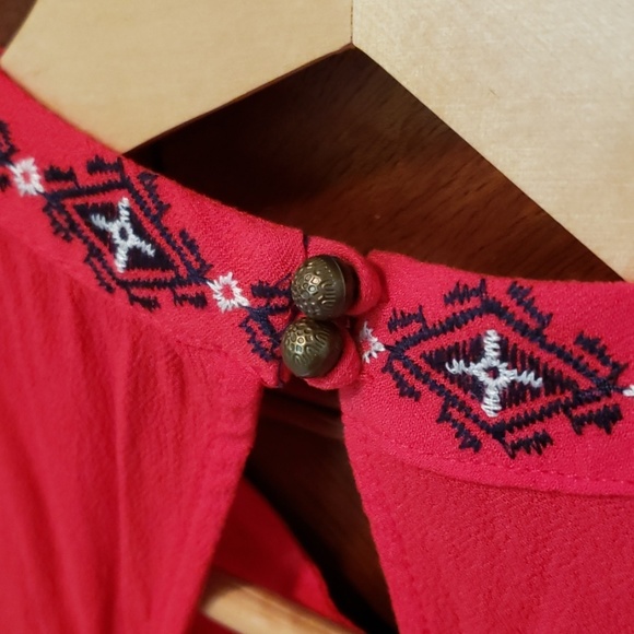 Boho Embroidered Red Dress - Picture 6 of 8